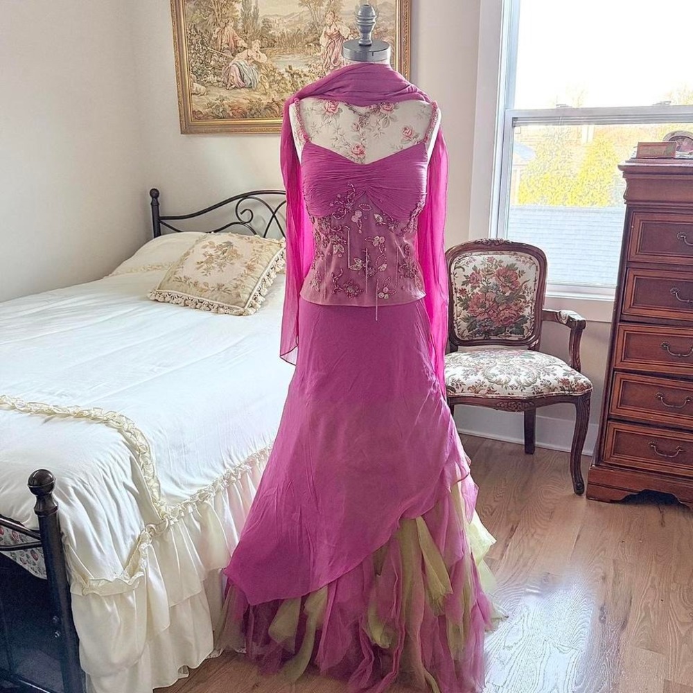 silk fairy prom dress y2k bzar 100% silk embellished Size 12